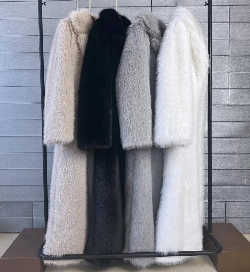 DEAT 2026 Winter New Fashion Faux Fur Coat For Women Solid Color High-end Casual Cardigan Long Jacket Female Trendy 11A05534