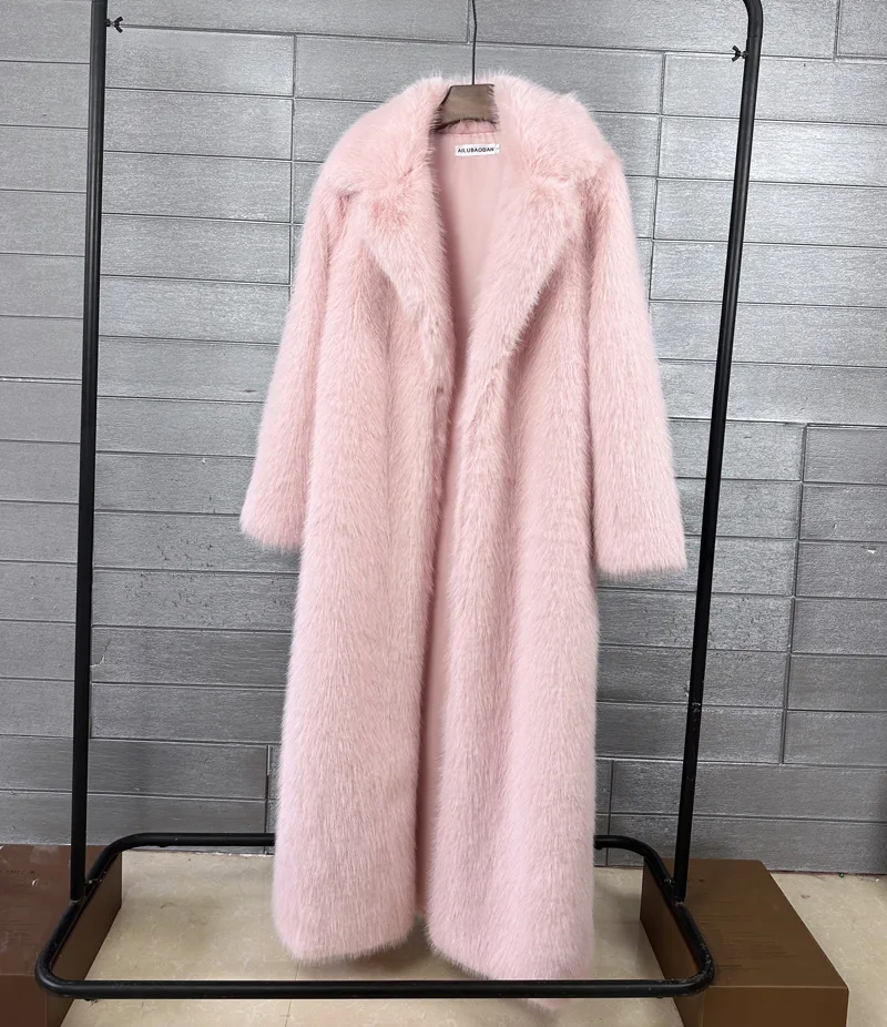 DEAT 2026 Winter New Fashion Faux Fur Coat For Women Solid Color High-end Casual Cardigan Long Jacket Female Trendy 11A05534