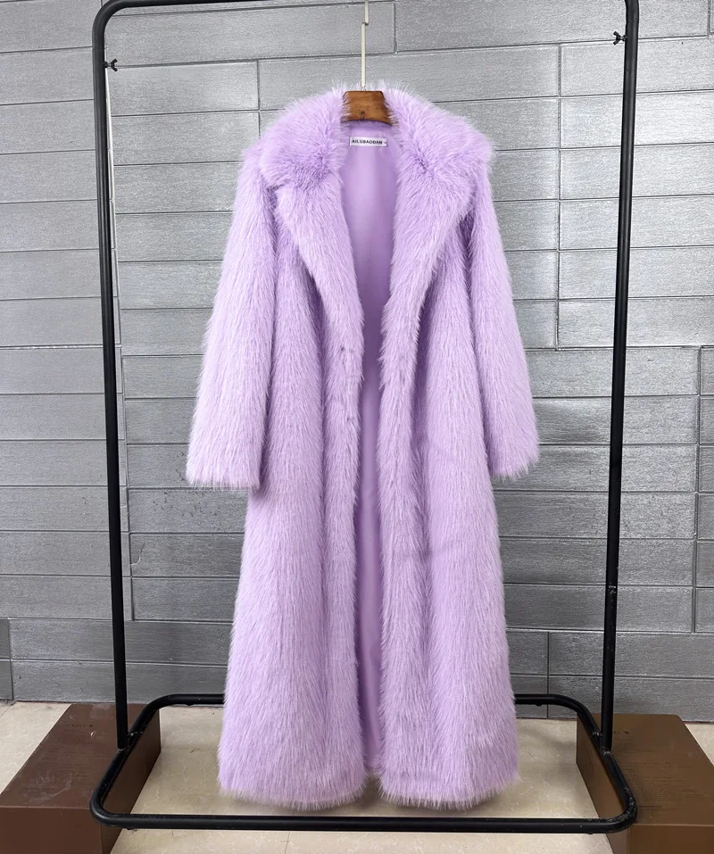 DEAT 2026 Winter New Fashion Faux Fur Coat For Women Solid Color High-end Casual Cardigan Long Jacket Female Trendy 11A05534