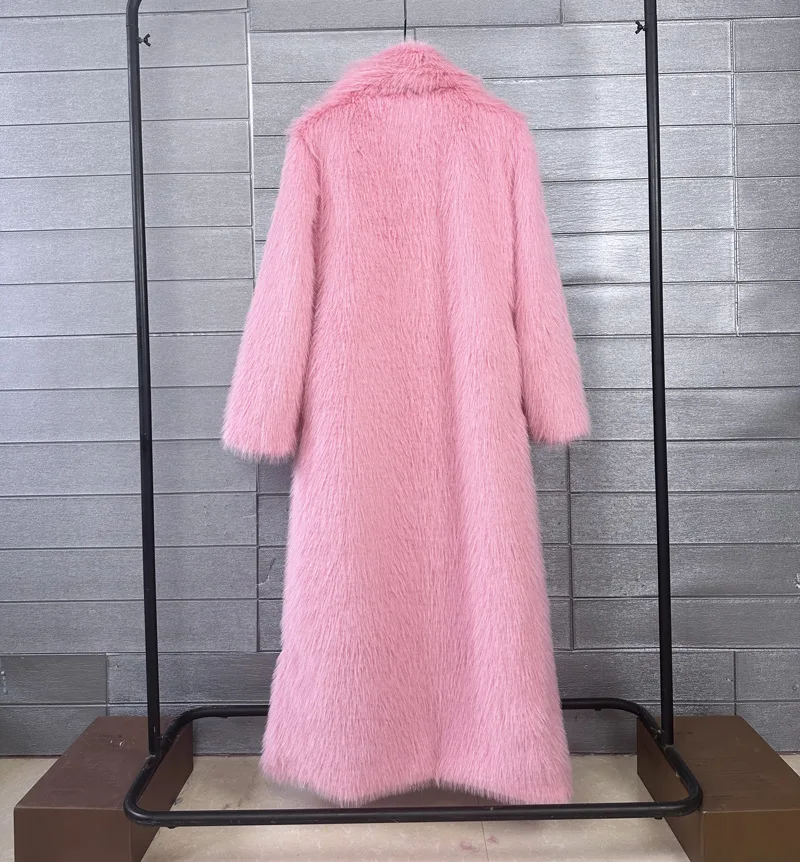 DEAT 2026 Winter New Fashion Faux Fur Coat For Women Solid Color High-end Casual Cardigan Long Jacket Female Trendy 11A05534
