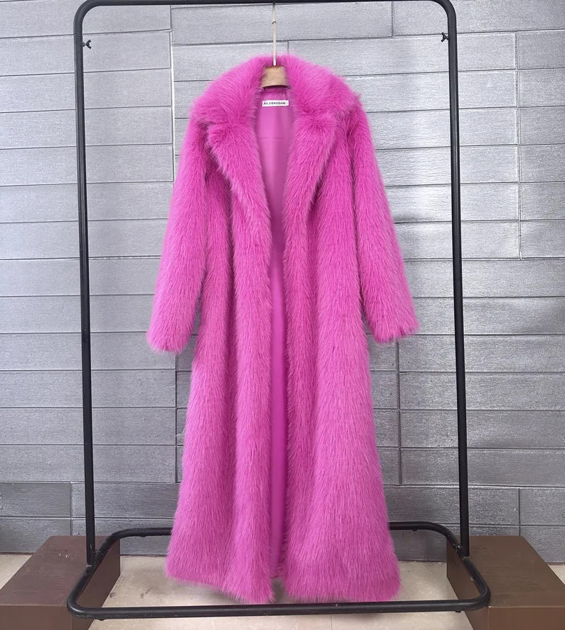 DEAT 2026 Winter New Fashion Faux Fur Coat For Women Solid Color High-end Casual Cardigan Long Jacket Female Trendy 11A05534