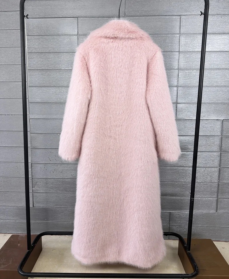 DEAT 2026 Winter New Fashion Faux Fur Coat For Women Solid Color High-end Casual Cardigan Long Jacket Female Trendy 11A05534