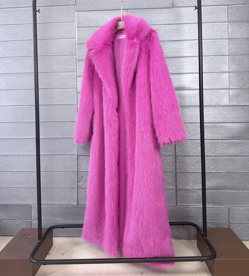 DEAT 2026 Winter New Fashion Faux Fur Coat For Women Solid Color High-end Casual Cardigan Long Jacket Female Trendy 11A05534