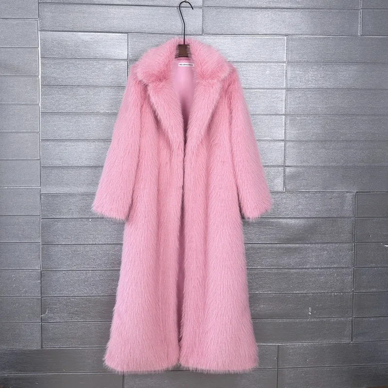 DEAT 2026 Winter New Fashion Faux Fur Coat For Women Solid Color High-end Casual Cardigan Long Jacket Female Trendy 11A05534