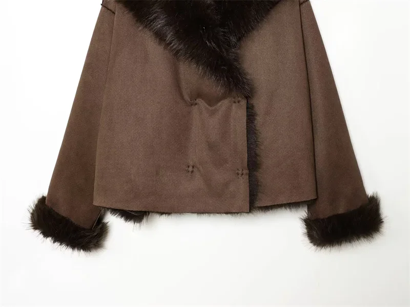 Smvp Women's Jacket 2026 Autumn/Winter New Arrival Brown Long-Sleeve Double-Sided Warm Jacket Elegant and High-End Style