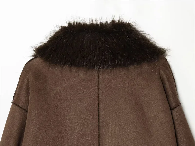 Smvp Women's Jacket 2026 Autumn/Winter New Arrival Brown Long-Sleeve Double-Sided Warm Jacket Elegant and High-End Style