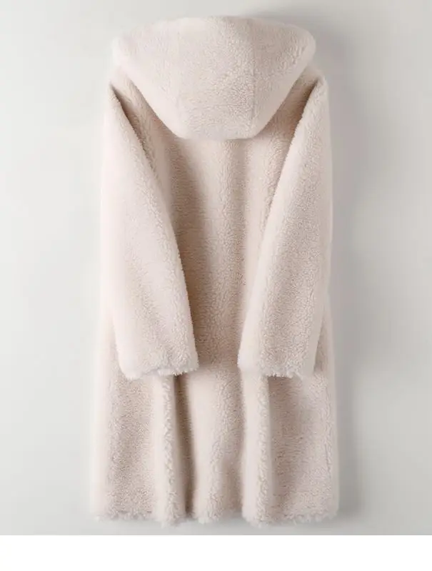 2027 Winter Natural Wool Coats for Woman Mid Length Hooded Fur Coat Woman Clothes High Quality Outerwears Abrigo Mujer