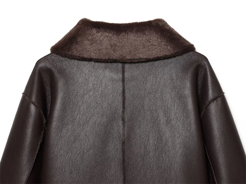 Guobioziy 2026 Fall/Winter New Style Women's Jacket Long Sleeve Faux Fur Reversible Loose Coat Warm and Fashionable High-End
