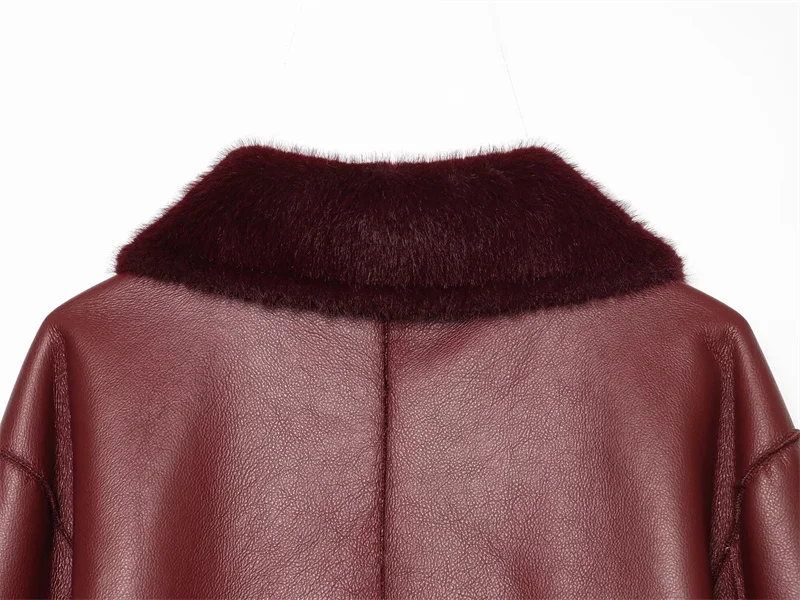 Guobioziy 2026 Fall/Winter New Style Women's Jacket Long Sleeve Faux Fur Reversible Loose Coat Warm and Fashionable High-End