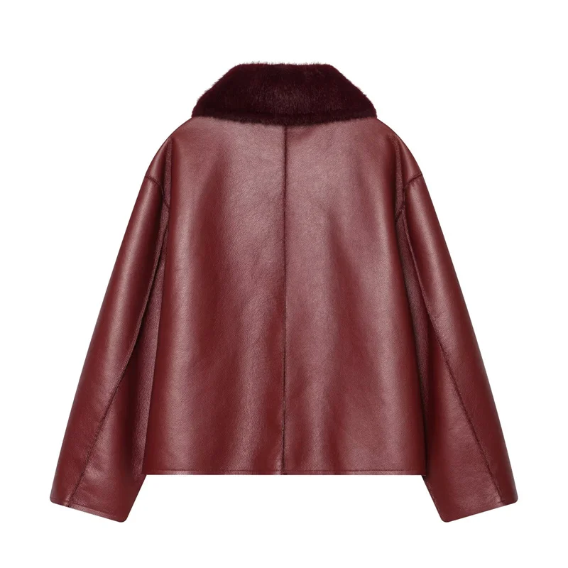 Guobioziy 2026 Fall/Winter New Style Women's Jacket Long Sleeve Faux Fur Reversible Loose Coat Warm and Fashionable High-End