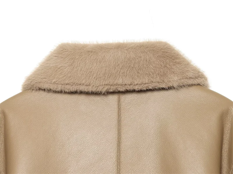 Guobioziy 2026 Fall/Winter New Style Women's Jacket Long Sleeve Faux Fur Reversible Loose Coat Warm and Fashionable High-End