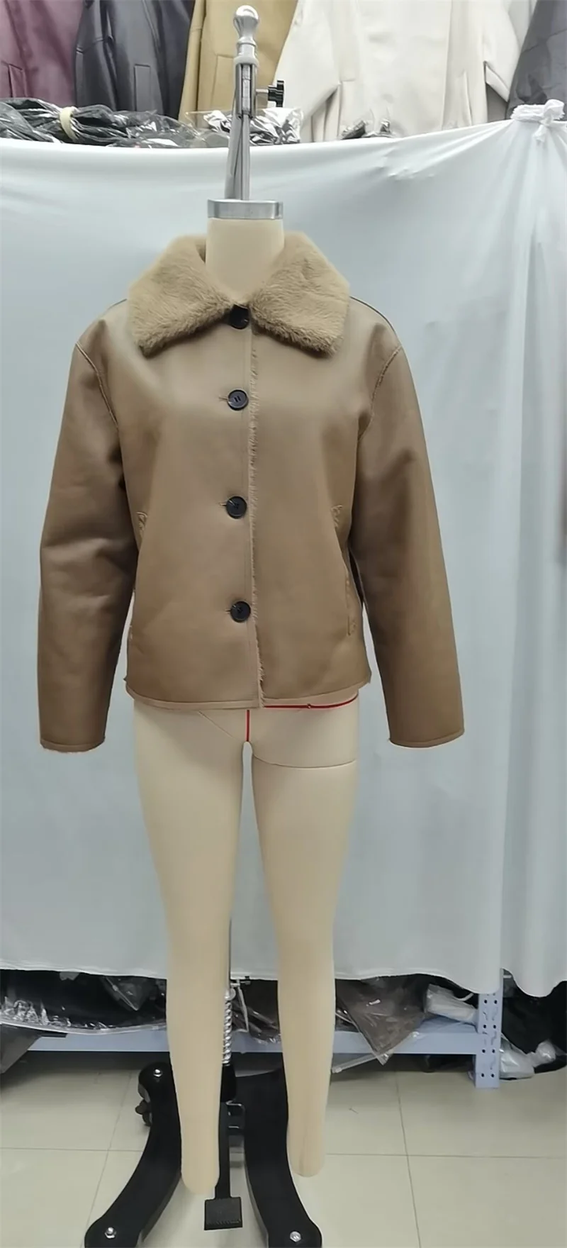 Guobioziy 2026 Fall/Winter New Style Women's Jacket Long Sleeve Faux Fur Reversible Loose Coat Warm and Fashionable High-End
