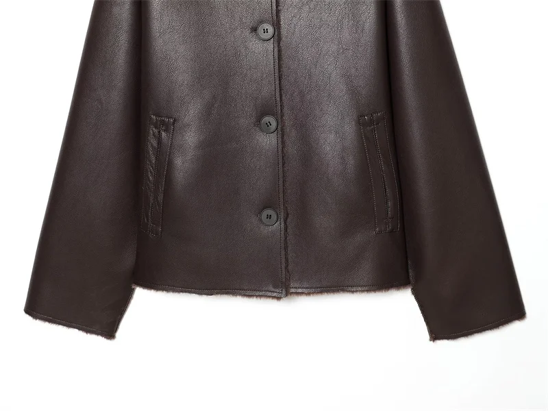 Guobioziy 2026 Fall/Winter New Style Women's Jacket Long Sleeve Faux Fur Reversible Loose Coat Warm and Fashionable High-End