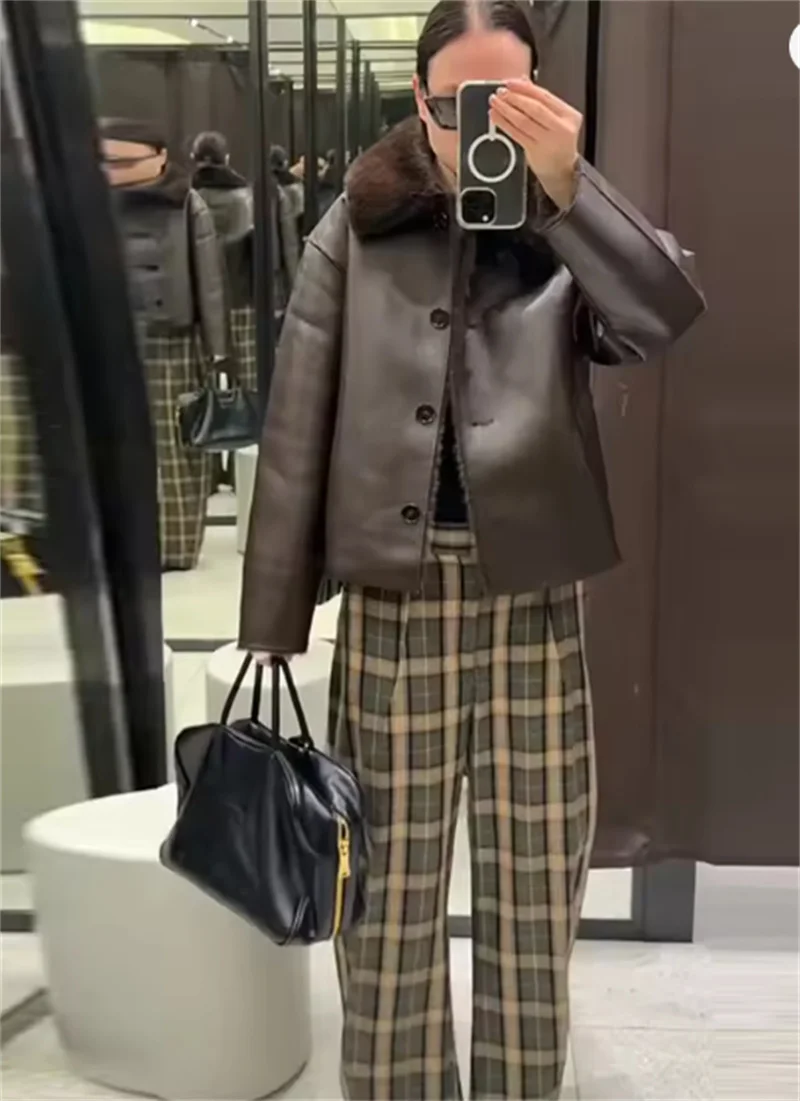 Guobioziy 2026 Fall/Winter New Style Women's Jacket Long Sleeve Faux Fur Reversible Loose Coat Warm and Fashionable High-End