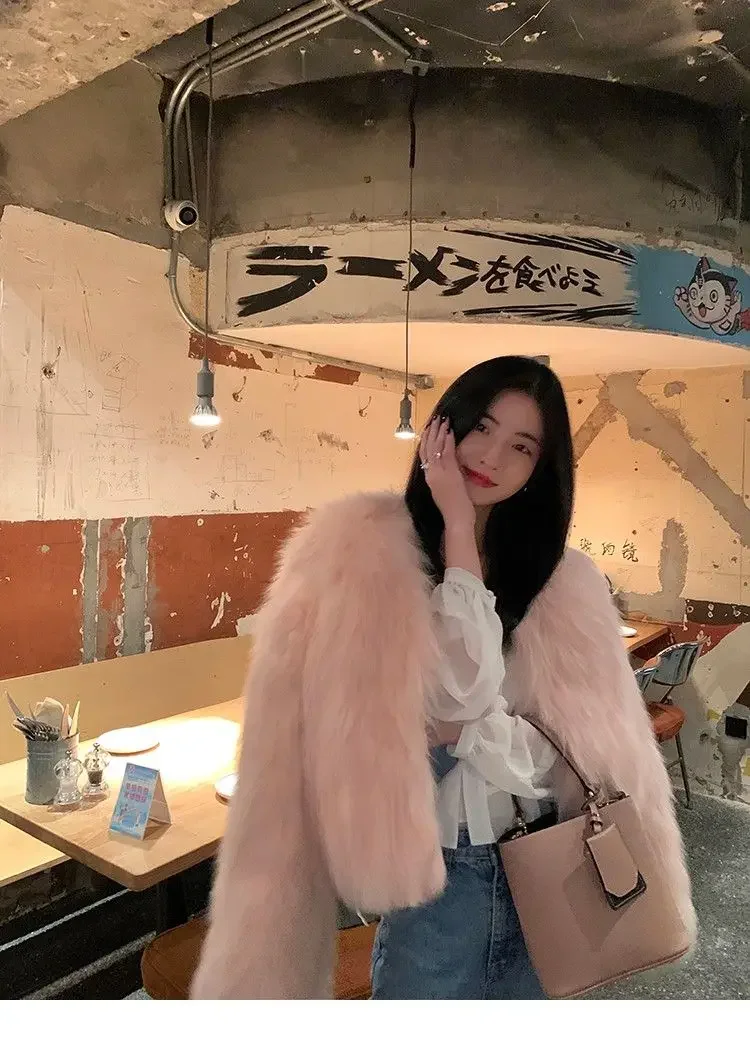Faux Fur Coat Women Clothing Y2K Autumn New Fashion Casual Imitation Fox Fur Jacket Crop Loose All Match Warm Female Winter