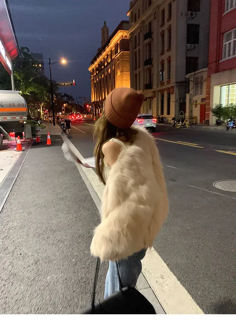 Faux Fur Coat Women Clothing Y2K Autumn New Fashion Casual Imitation Fox Fur Jacket Crop Loose All Match Warm Female Winter