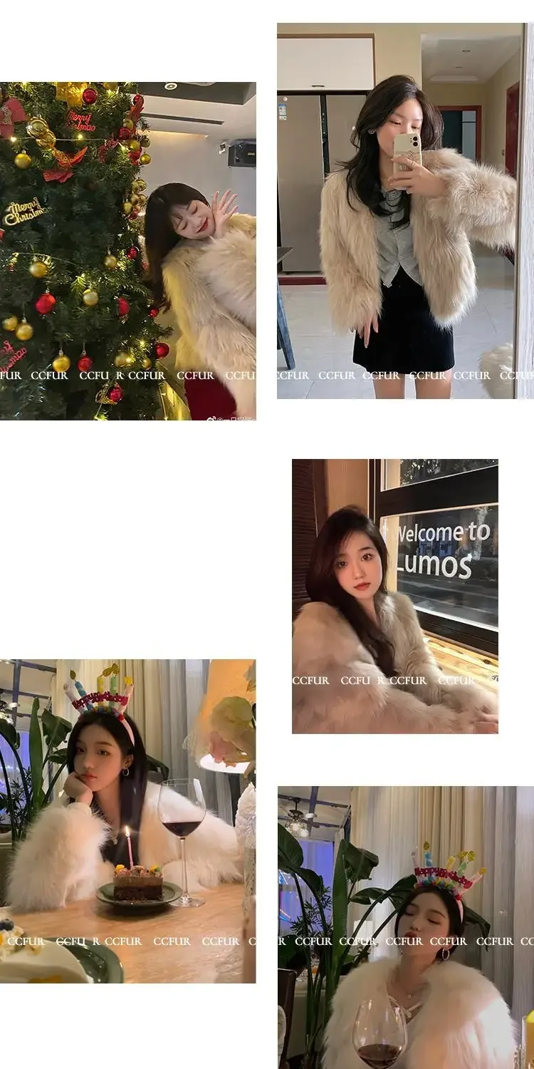 Faux Fur Coat Women Clothing Y2K Autumn New Fashion Casual Imitation Fox Fur Jacket Crop Loose All Match Warm Female Winter