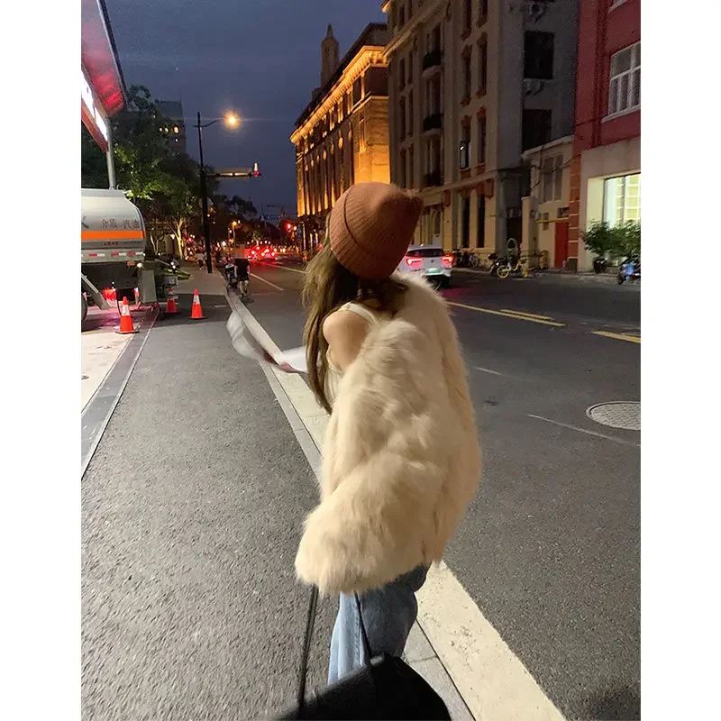 Faux Fur Coat Women Clothing Y2K Autumn New Fashion Casual Imitation Fox Fur Jacket Crop Loose All Match Warm Female Winter