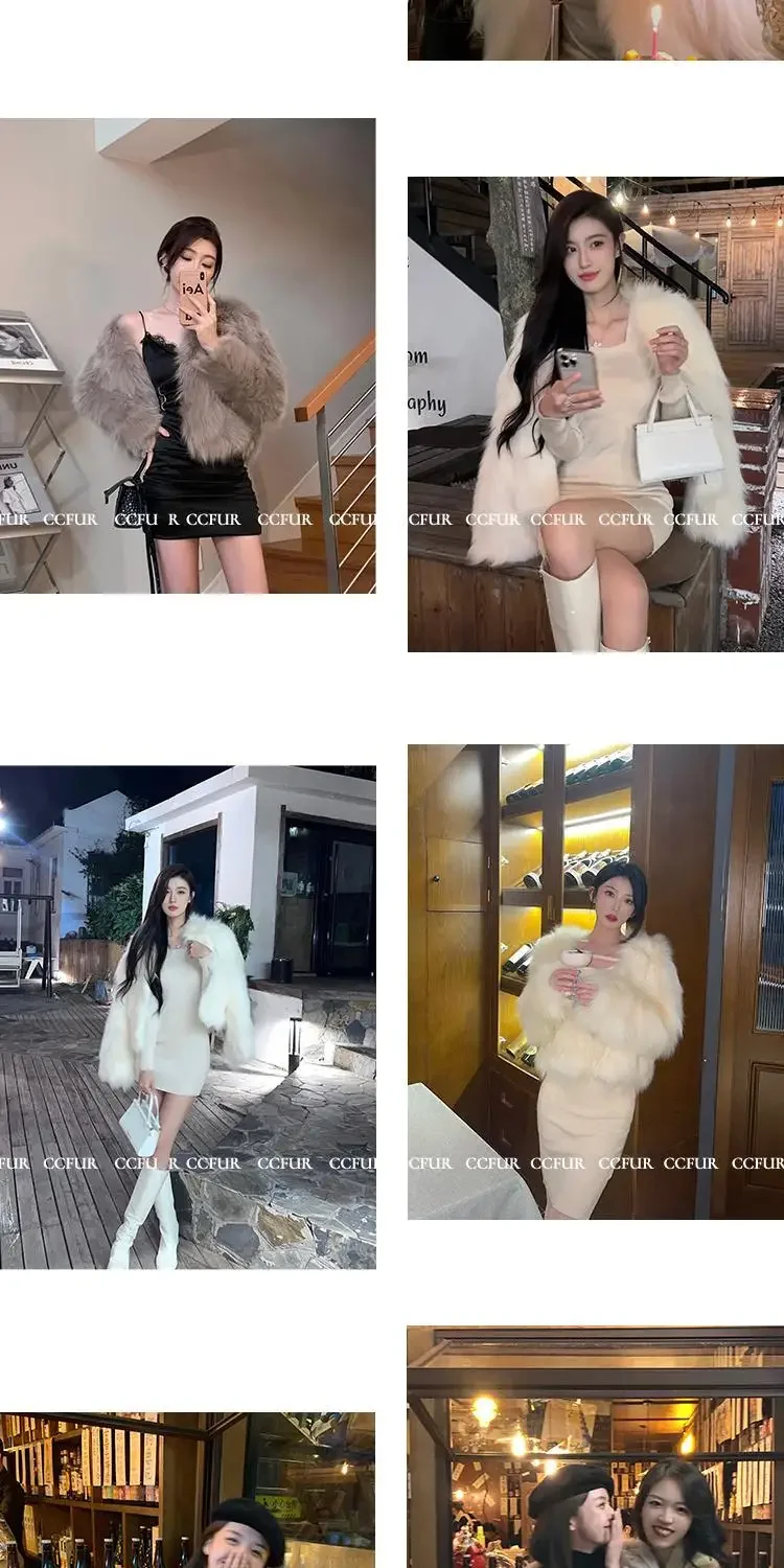 Faux Fur Coat Women Clothing Y2K Autumn New Fashion Casual Imitation Fox Fur Jacket Crop Loose All Match Warm Female Winter