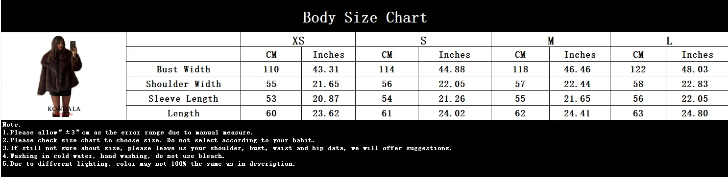 KONDALA Casual Brown Thick Fur Jackets Women Long Sleeve V Neck Autumn Winter Faux Fur Coats Fashion 2025 Streetwear Outwears