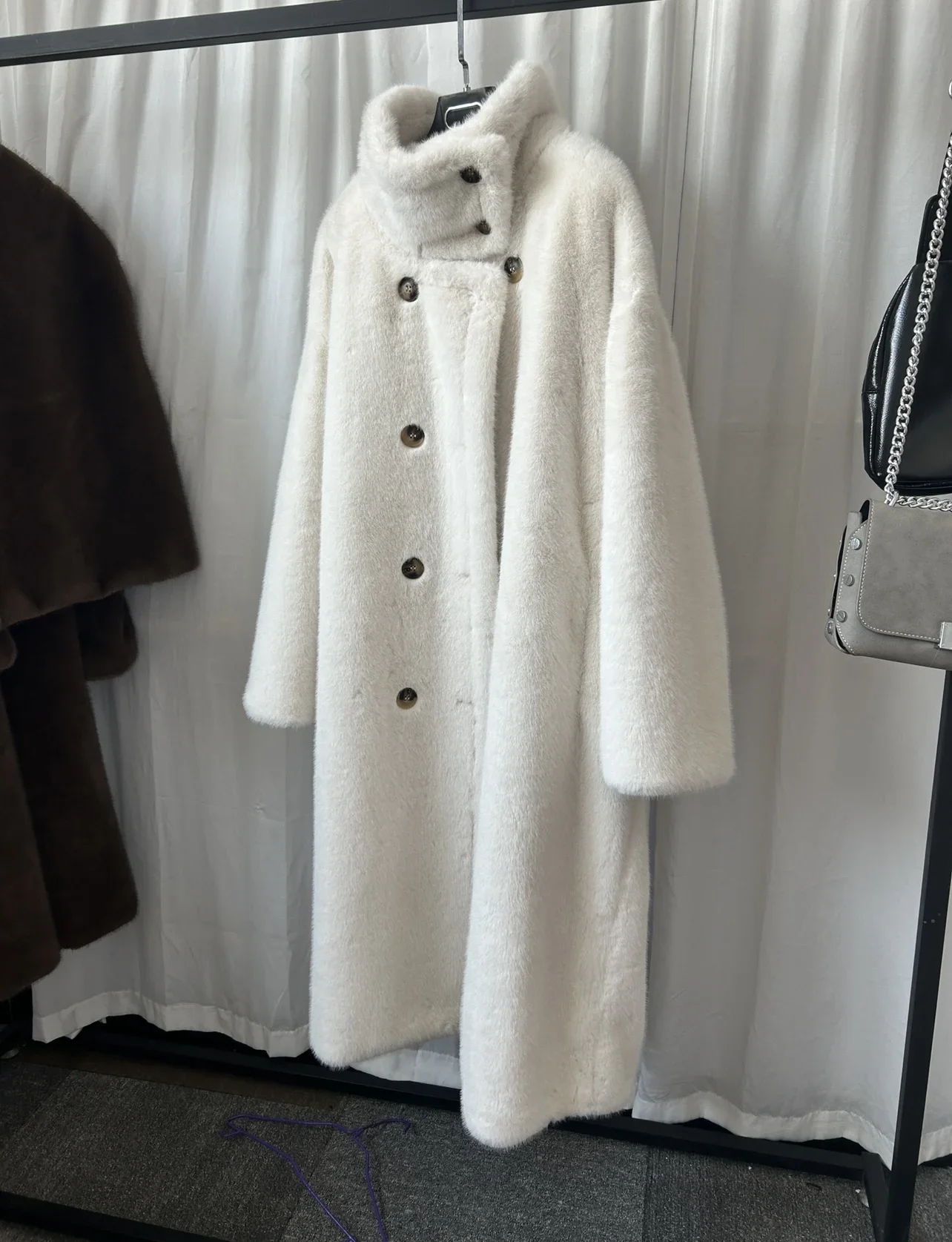 Women Faux Fur Long Coats Jackets Stand Collar Coat Thick Warm Y2k Streetwear Jacket Elegant Work Casual Outerwear Autumn Winter