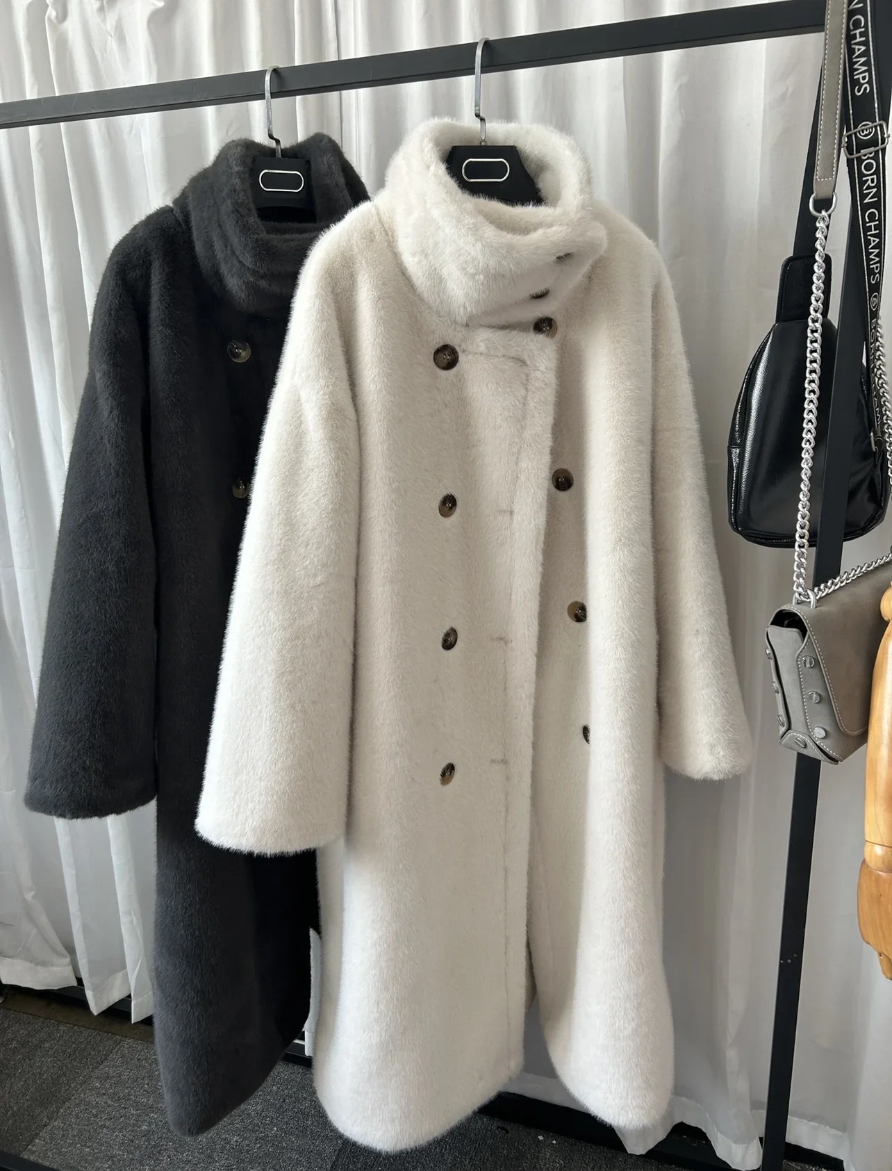 Women Faux Fur Long Coats Jackets Stand Collar Coat Thick Warm Y2k Streetwear Jacket Elegant Work Casual Outerwear Autumn Winter