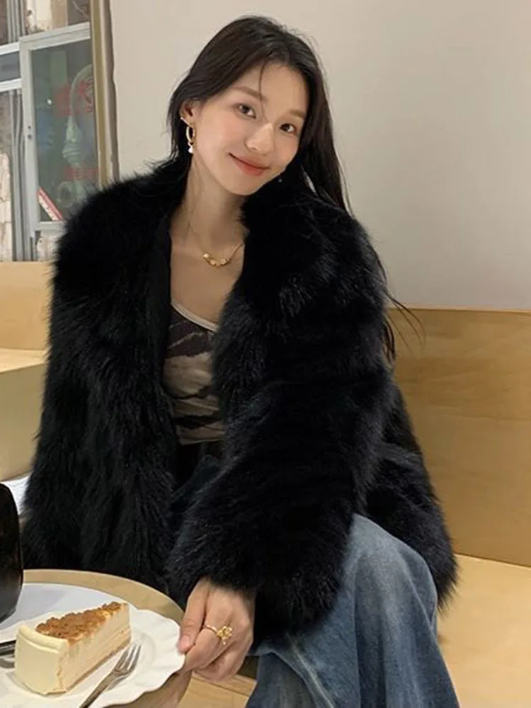 GVUW Korean Fashion Stand Up Collar Thickened Warm Women's Fur Coat Casual All-match Loose Coat 2026 Autumn New 17S4643