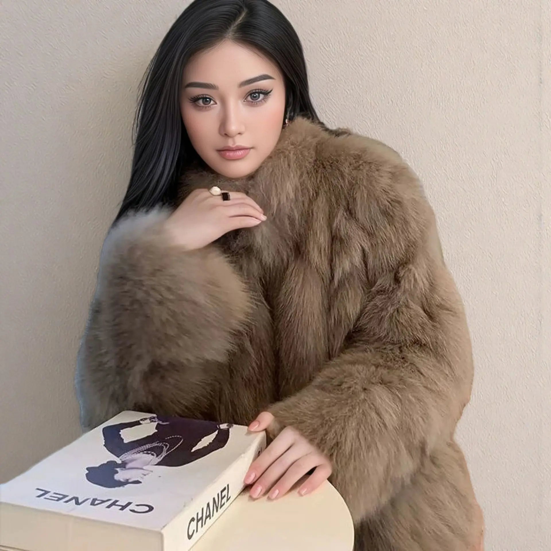 GVUW Korean Fashion Stand Up Collar Thickened Warm Women's Fur Coat Casual All-match Loose Coat 2026 Autumn New 17S4643