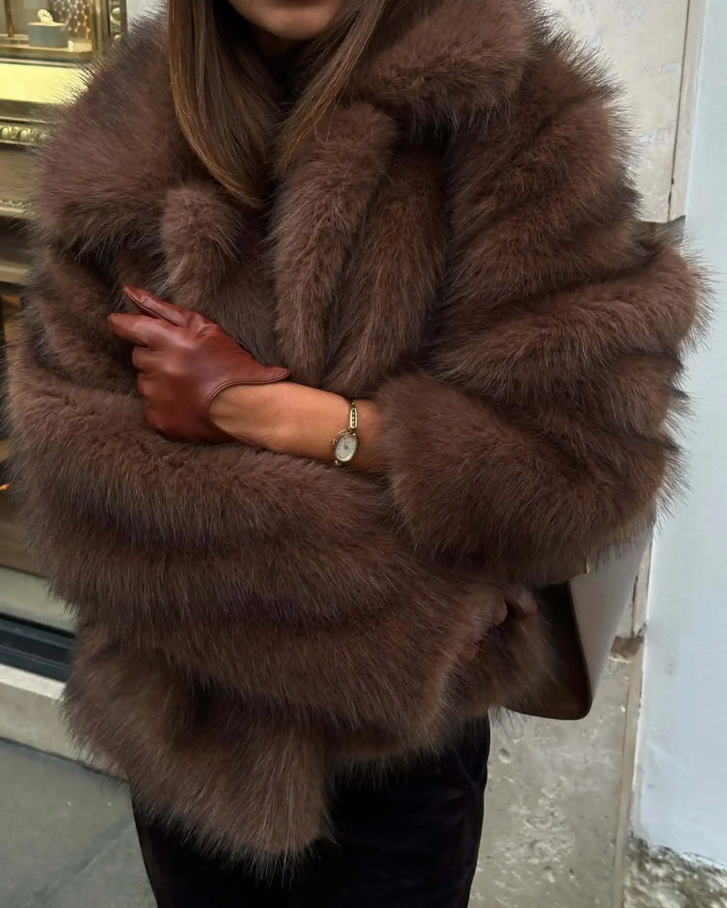 European American Street Style Fashion Fox Fur Coat Women Autumn Winter Thick Warm Faux Fur Jacket Fury Fluffy Plush Overcoat
