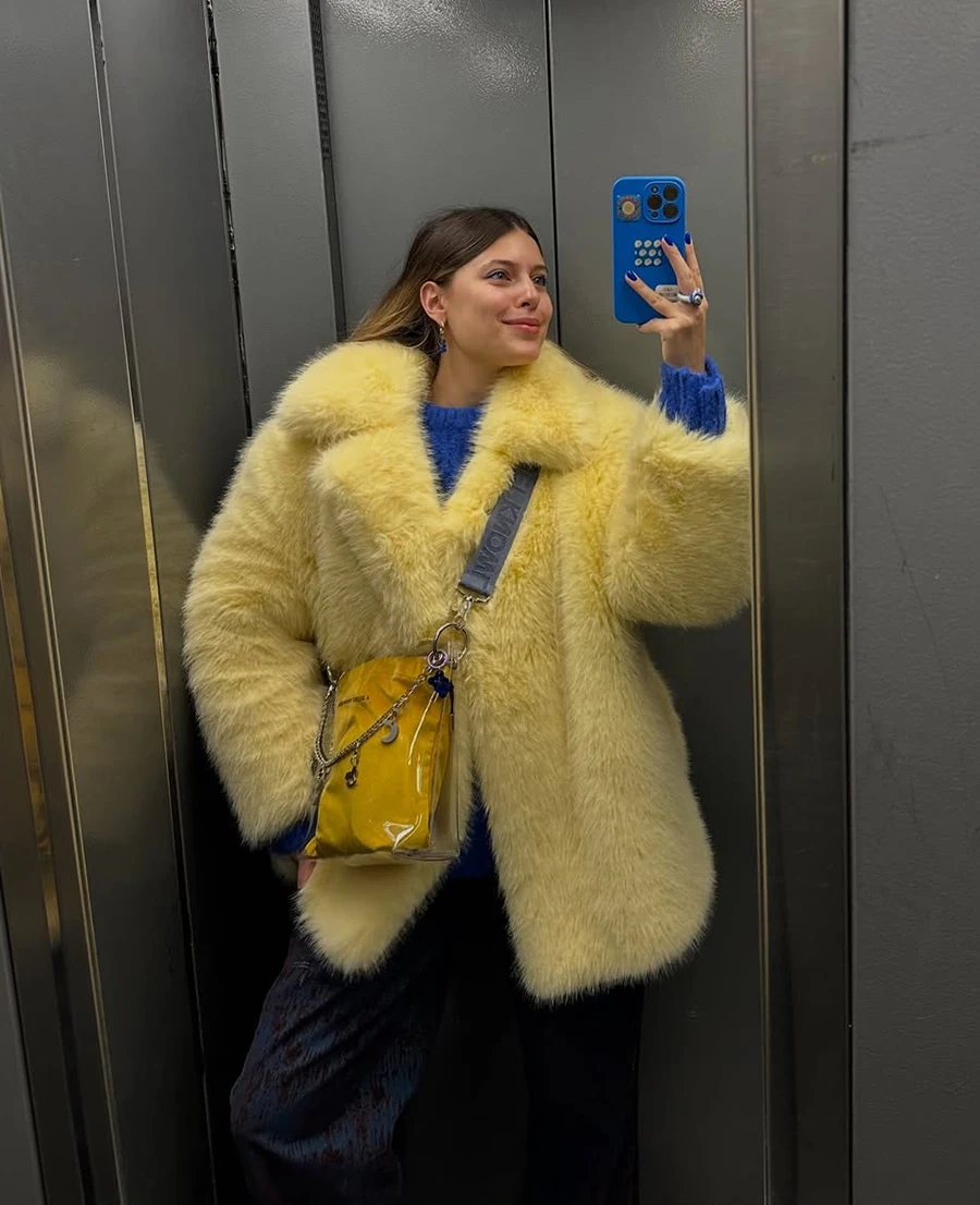 ZADORIN Luxury Winter Furry Warm Faux Fur Coat Woman Lapel Mid Long Soft Fluffy Jacket Faux Fur Coats Woman Clothes Outerwears