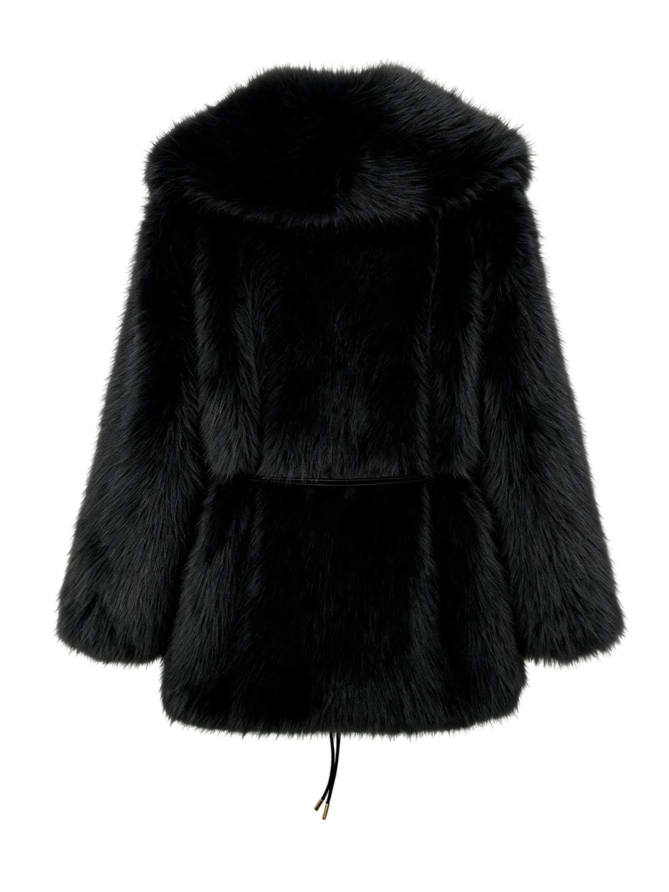 Women's Autumn Winter Faux Fur Coat New Environmentally Friendly Faux Fox Fur Waistband Jacket for Ladies