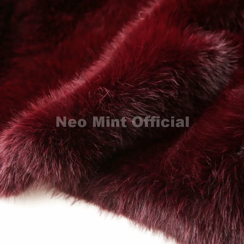 Neo Mint Ins Blogger Brand Fashion Burgundy Obsession Faux Fur Coat Women Winter 2025 Vintage Brown Fox Fur Jacket Warm Overcoat