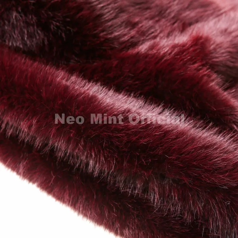 Neo Mint Ins Blogger Brand Fashion Burgundy Obsession Faux Fur Coat Women Winter 2025 Vintage Brown Fox Fur Jacket Warm Overcoat