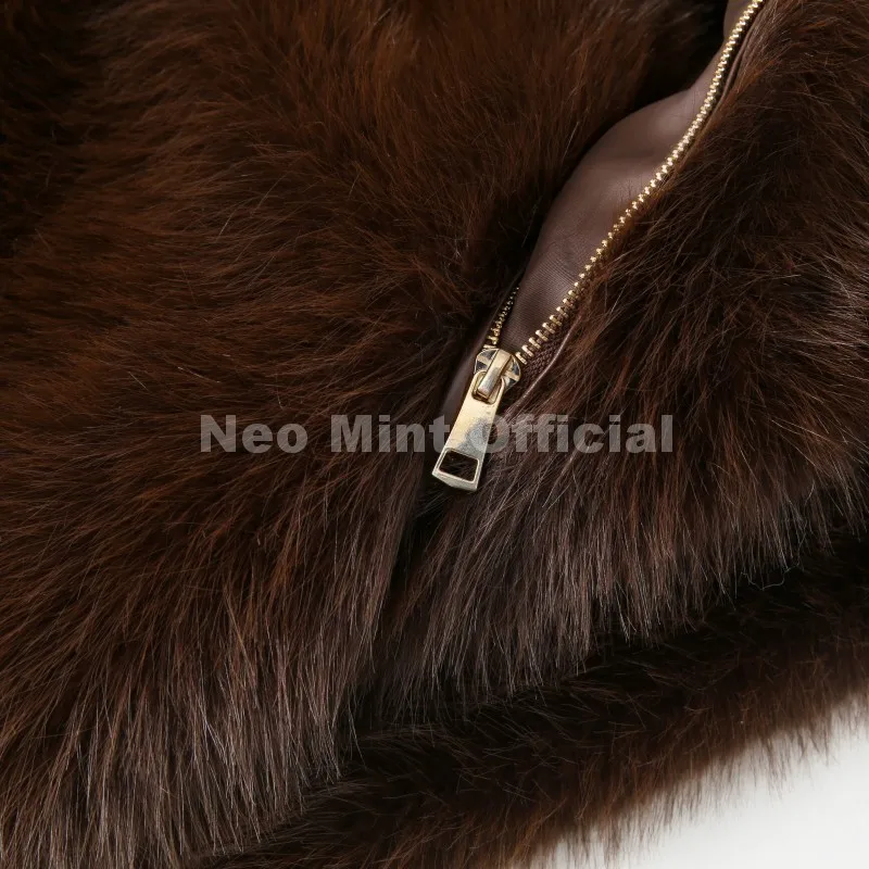 Neo Mint Ins Blogger Brand Fashion Burgundy Obsession Faux Fur Coat Women Winter 2025 Vintage Brown Fox Fur Jacket Warm Overcoat