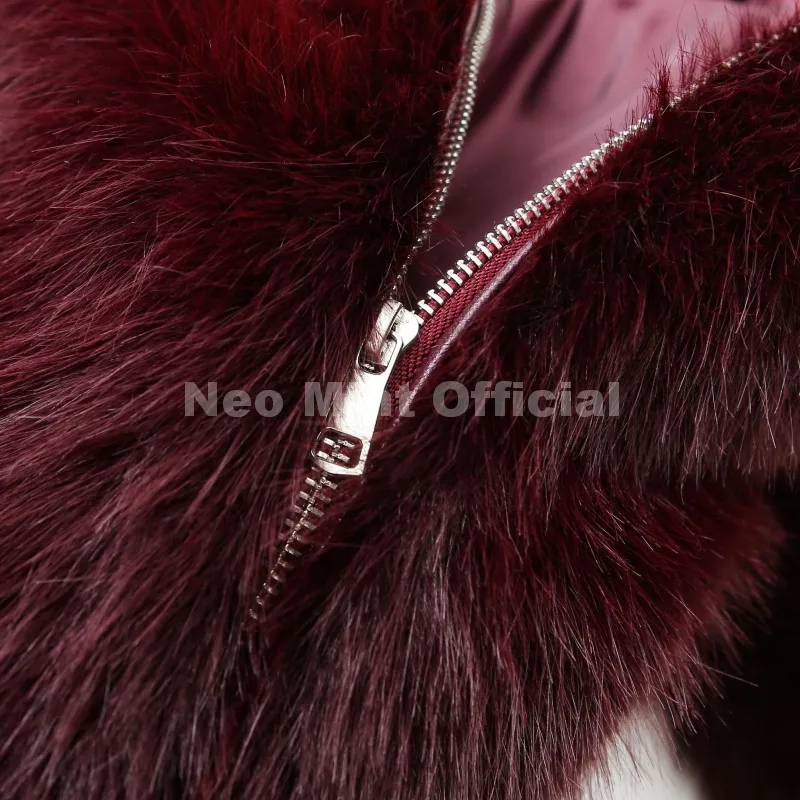 Neo Mint Ins Blogger Brand Fashion Burgundy Obsession Faux Fur Coat Women Winter 2025 Vintage Brown Fox Fur Jacket Warm Overcoat
