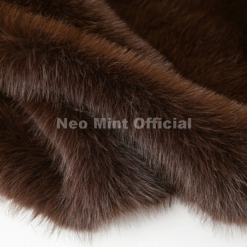 Neo Mint Ins Blogger Brand Fashion Burgundy Obsession Faux Fur Coat Women Winter 2025 Vintage Brown Fox Fur Jacket Warm Overcoat