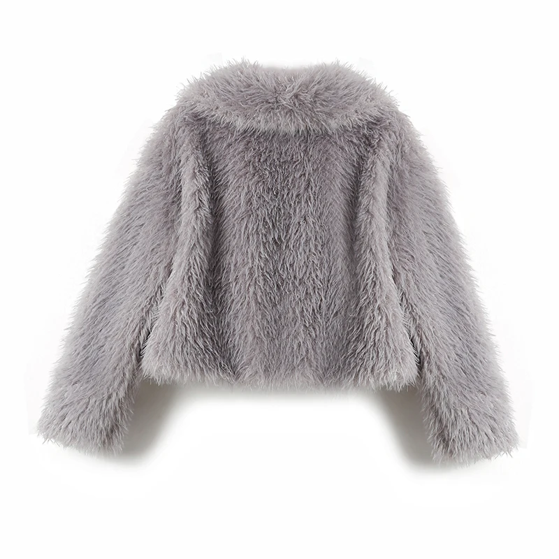 Neo Mint 2024 Winter Hot Trendy Iconic Blogger Fashion Burgundy Faux Fur Coat Women Overcoat Girls Shawl Collar Lamb Fur Jacket