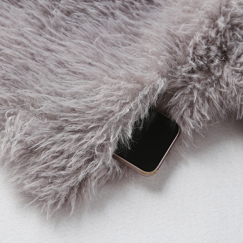 Neo Mint 2024 Winter Hot Trendy Iconic Blogger Fashion Burgundy Faux Fur Coat Women Overcoat Girls Shawl Collar Lamb Fur Jacket