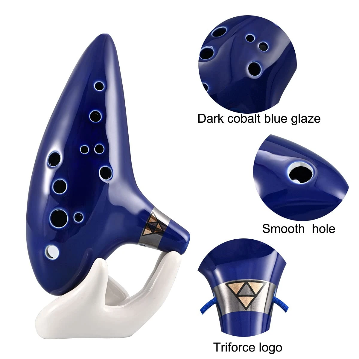 Miwayer Ocarina,12 Tones Alto C Ceramic Ocarina Musical Instrument with Song Book Neck String Neck Cord Carry Bag, Blue