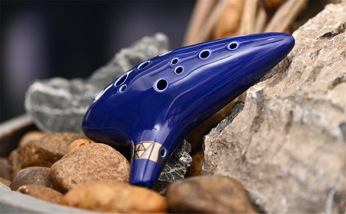Miwayer Ocarina,12 Tones Alto C Ceramic Ocarina Musical Instrument with Song Book Neck String Neck Cord Carry Bag, Blue