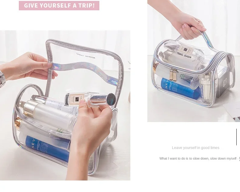 Transparent Waterproof Travel Cosmetic Bag Toiletry Makeup Zippered Storage Pouch Easy To Carry Косметичка
