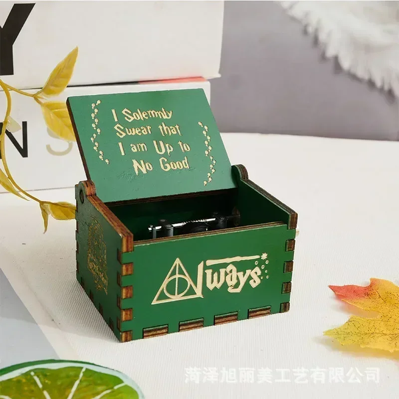 Anime Themed Hand-cranked Music Box Wooden Antique Carved Hand Cranked Music Box Figure Happy Halloween Birthday Gift