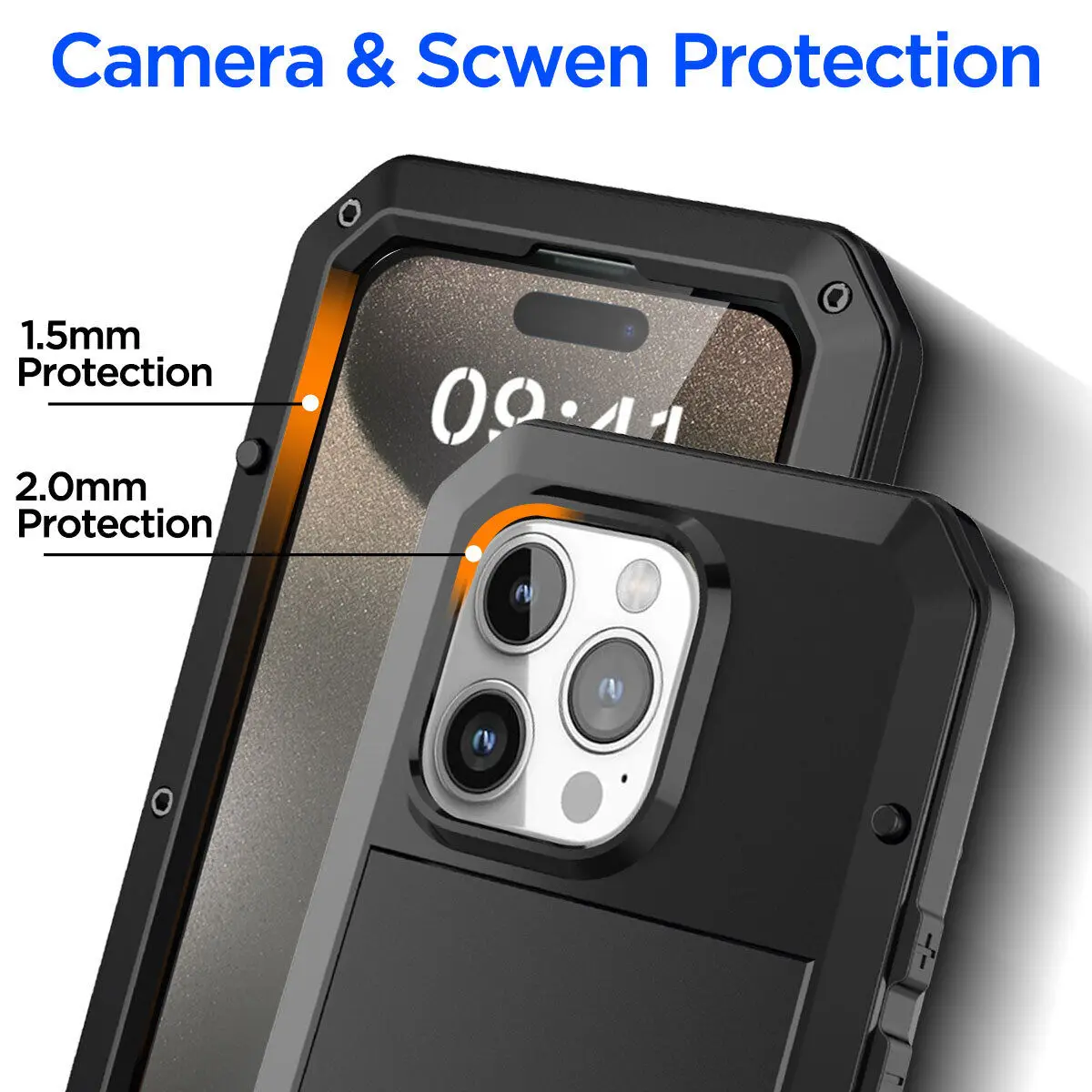 Heavy Duty Aluminum Metal Cover For iPhone 16 15 14 13 12 11 ProMax Shockproof Gorilla Glass Metal Case For iPhone XS Max XR 7 8
