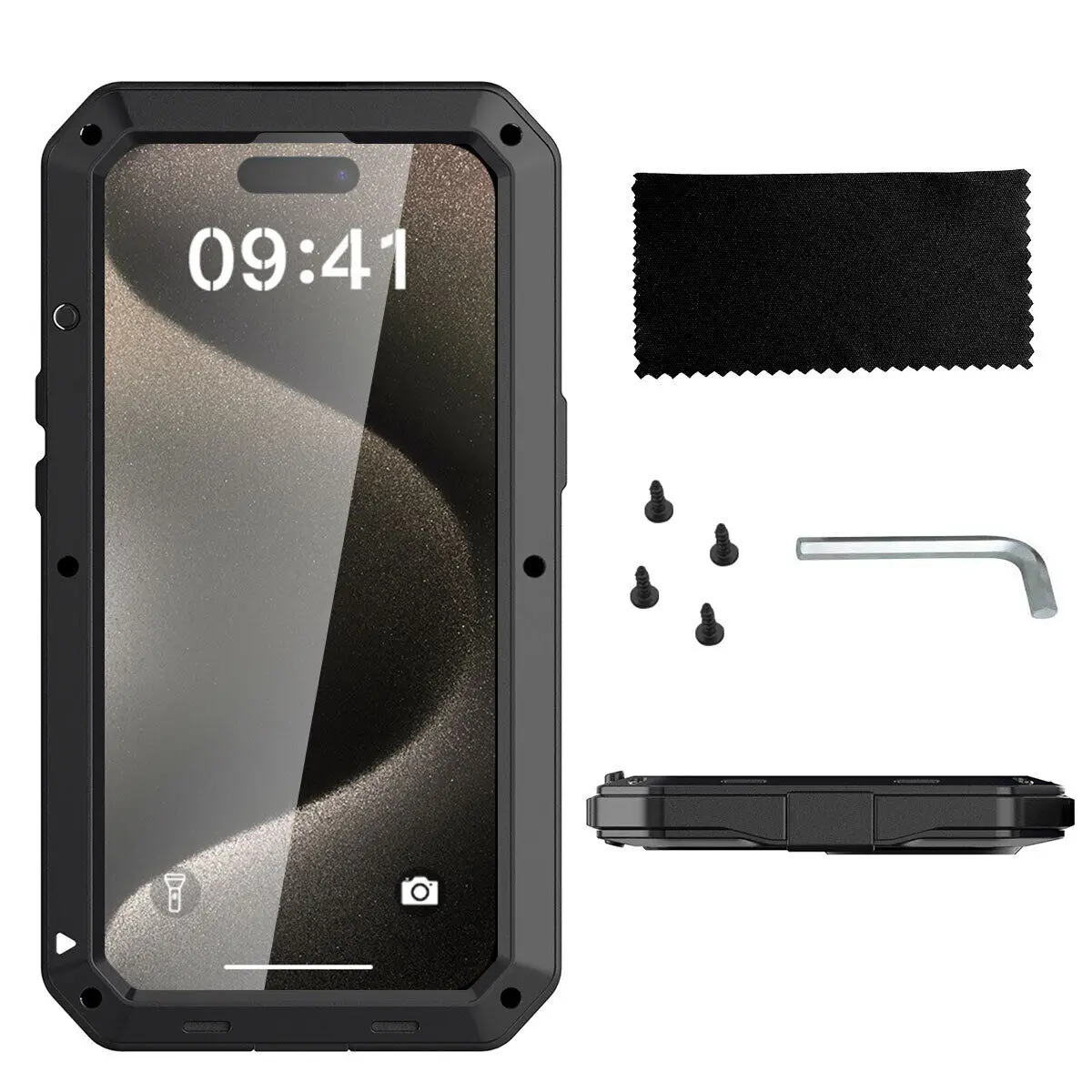 Heavy Duty Aluminum Metal Cover For iPhone 16 15 14 13 12 11 ProMax Shockproof Gorilla Glass Metal Case For iPhone XS Max XR 7 8