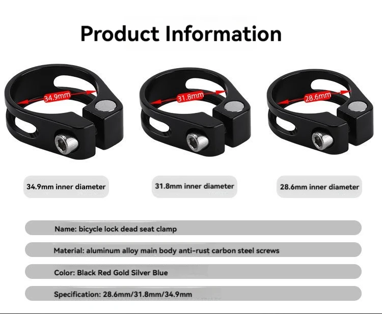 28.6/31.8/34.9mm Aluminum Alloy Bicycle Seat Tube Clamp MTB Seat Tube Clip Road Bike Seatpost Clamp