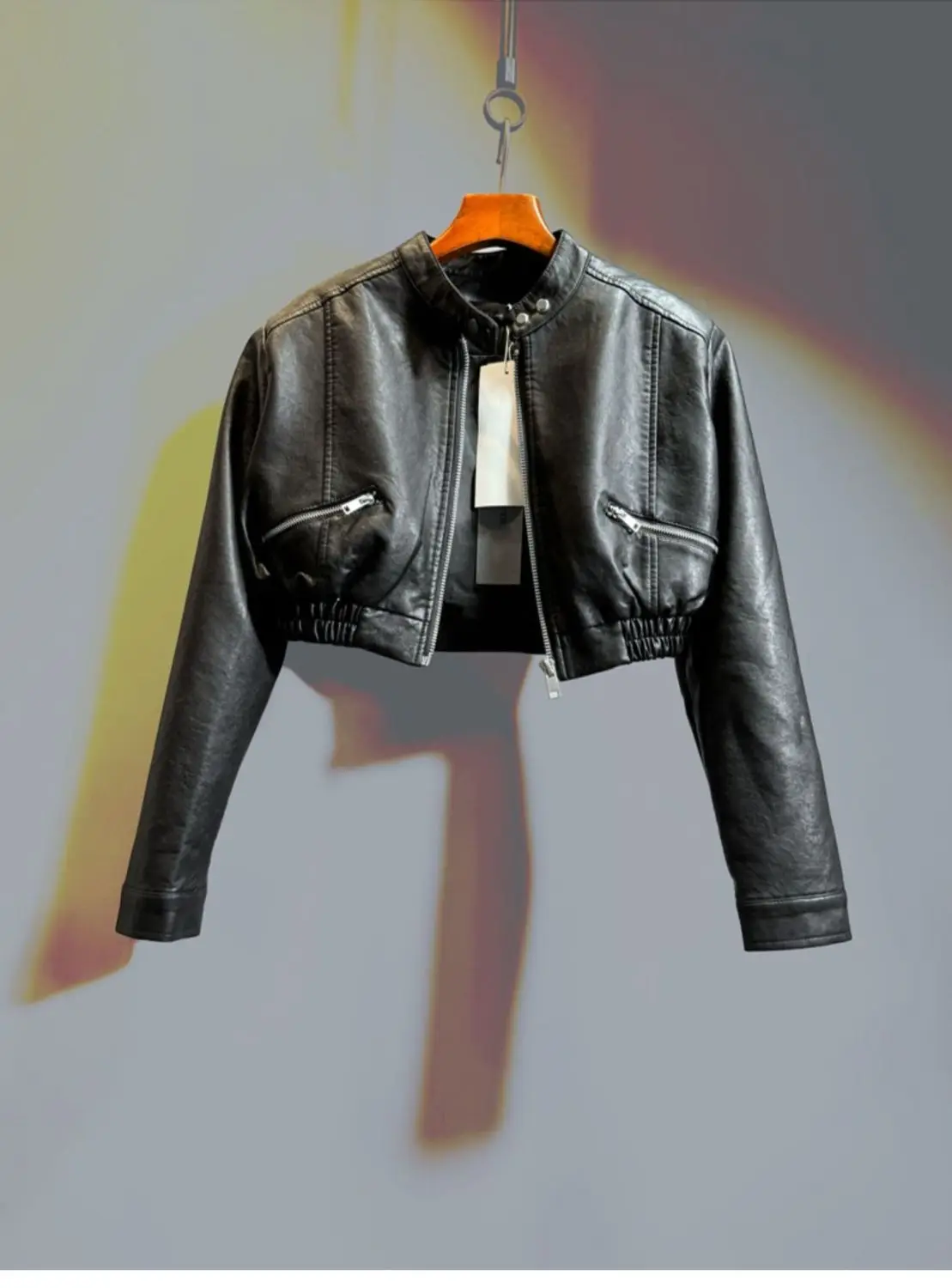 2025 Autumn New Handsome Versatile Short Motorcycle Jacket Top High Waist PU Leather Jacket for Women Faux Fur Coat