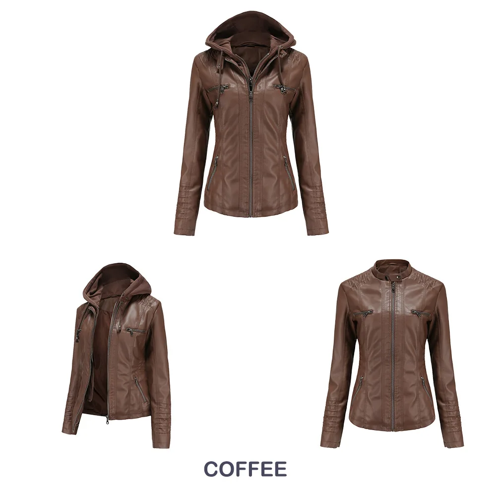 2026 New Women Autumn Faux Leather Jackets Coats, Women Black PU Motorcycle Leather Clothes for Women Jacket Coat XS-7XL