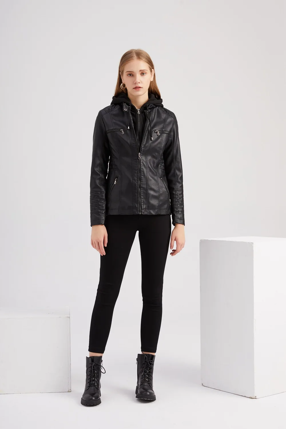 2026 New Women Autumn Faux Leather Jackets Coats, Women Black PU Motorcycle Leather Clothes for Women Jacket Coat XS-7XL