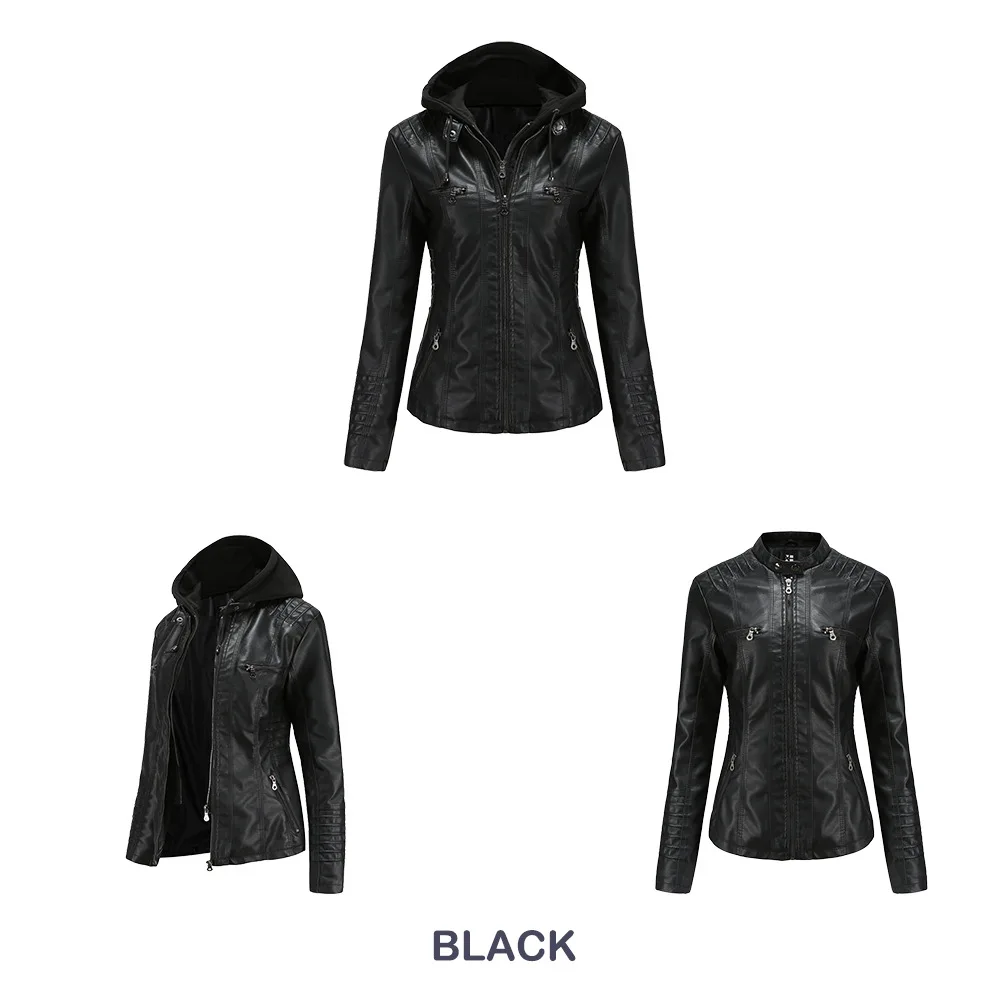 2026 New Women Autumn Faux Leather Jackets Coats, Women Black PU Motorcycle Leather Clothes for Women Jacket Coat XS-7XL