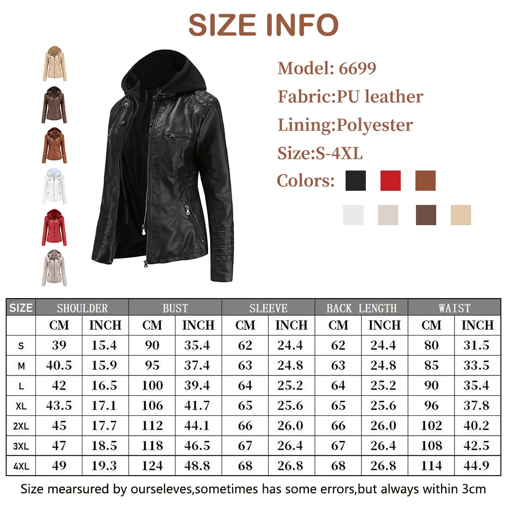 2026 New Women Autumn Faux Leather Jackets Coats, Women Black PU Motorcycle Leather Clothes for Women Jacket Coat XS-7XL